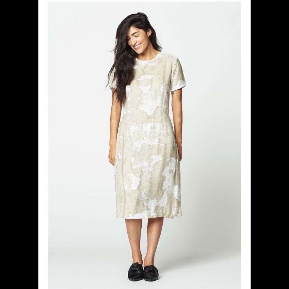 Lacausa White Cream Printed Short Sleeve Dress XS